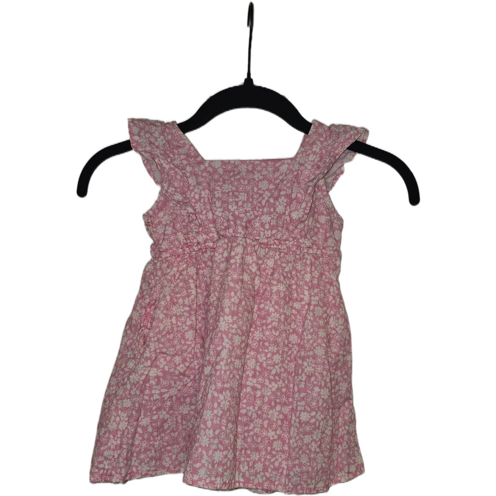Cat &‎ Jack Baby Girls Pink Floral Flutter Sleeve Cotton Dress 18M
